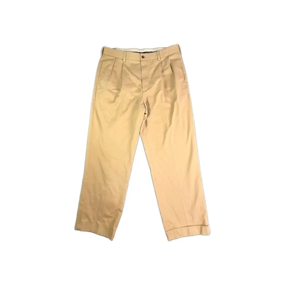 Brooks Brothers Advantage Chino Elliot Men's Sz 36x29 Pleated Khaki Pants Tan